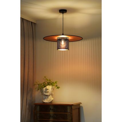 Duolla - Kattokruunu johdossa TOKYO SHINY 1xE27/15W/230V halkaisija 50 cm musta/kupari