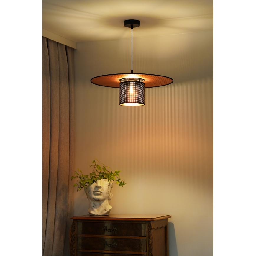 Duolla - Kattokruunu johdossa TOKYO SHINY 1xE27/15W/230V halkaisija 50 cm musta/kupari