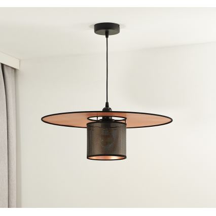 Duolla - Kattokruunu johdossa TOKYO SHINY 1xE27/15W/230V halkaisija 50 cm musta/kupari