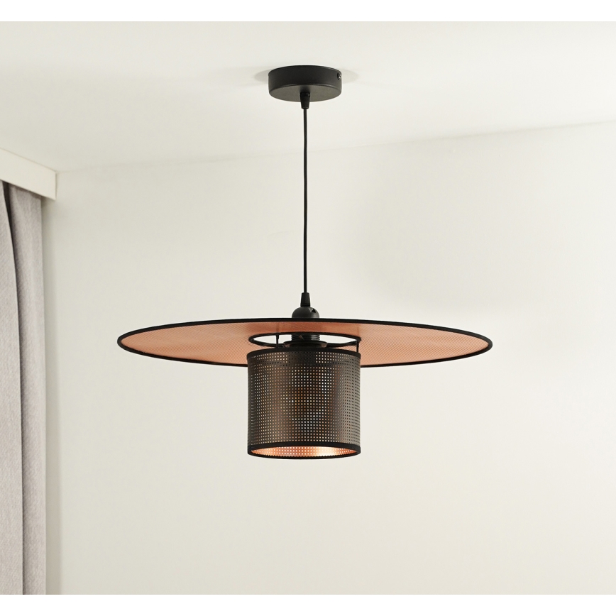 Duolla - Kattokruunu johdossa TOKYO SHINY 1xE27/15W/230V halkaisija 50 cm musta/kupari