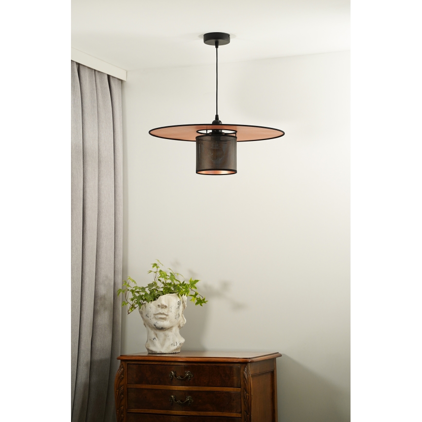 Duolla - Kattokruunu johdossa TOKYO SHINY 1xE27/15W/230V halkaisija 50 cm musta/kupari