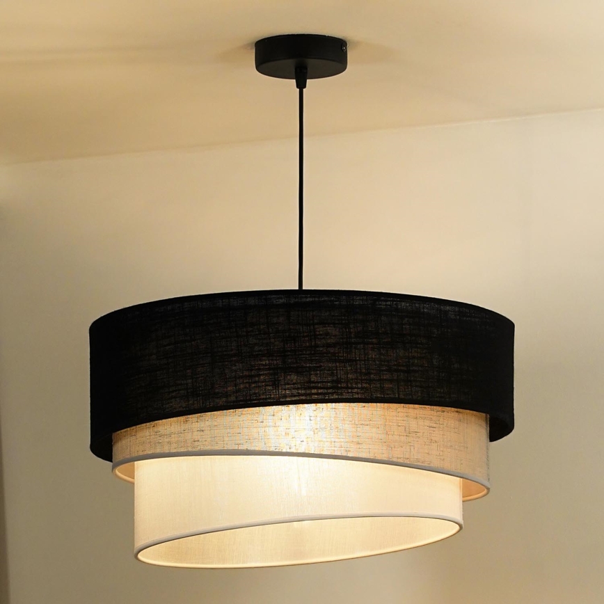Duolla - Kattokruunu johdossa TRIO 1xE27/15W/230V halkaisija 45 cm musta/harmaa/valkoinen