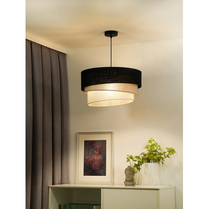 Duolla - Kattokruunu johdossa TRIO 1xE27/15W/230V halkaisija 45 cm musta/harmaa/valkoinen
