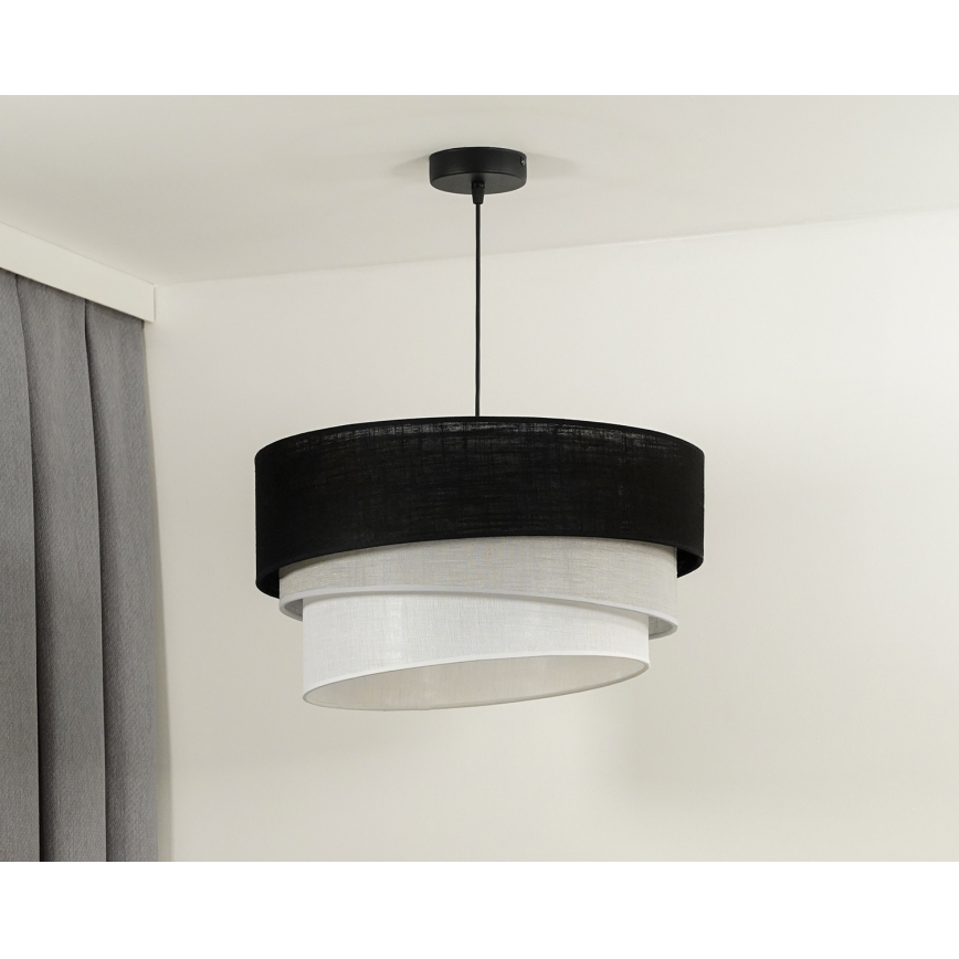 Duolla - Kattokruunu johdossa TRIO 1xE27/15W/230V halkaisija 45 cm musta/harmaa/valkoinen