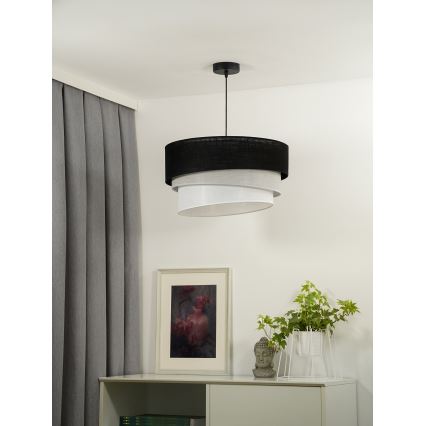 Duolla - Kattokruunu johdossa TRIO 1xE27/15W/230V halkaisija 45 cm musta/harmaa/valkoinen
