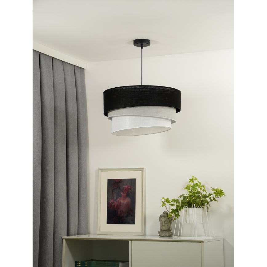 Duolla - Kattokruunu johdossa TRIO 1xE27/15W/230V halkaisija 45 cm musta/harmaa/valkoinen