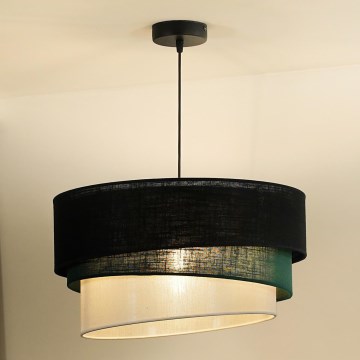 Duolla - Kattokruunu johdossa TRIO 1xE27/15W/230V halkaisija 45 cm musta/vihreä/valkoinen