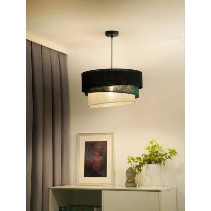 Duolla - Kattokruunu johdossa TRIO 1xE27/15W/230V halkaisija 45 cm musta/vihreä/valkoinen