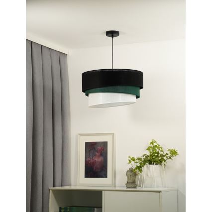 Duolla - Kattokruunu johdossa TRIO 1xE27/15W/230V halkaisija 45 cm musta/vihreä/valkoinen