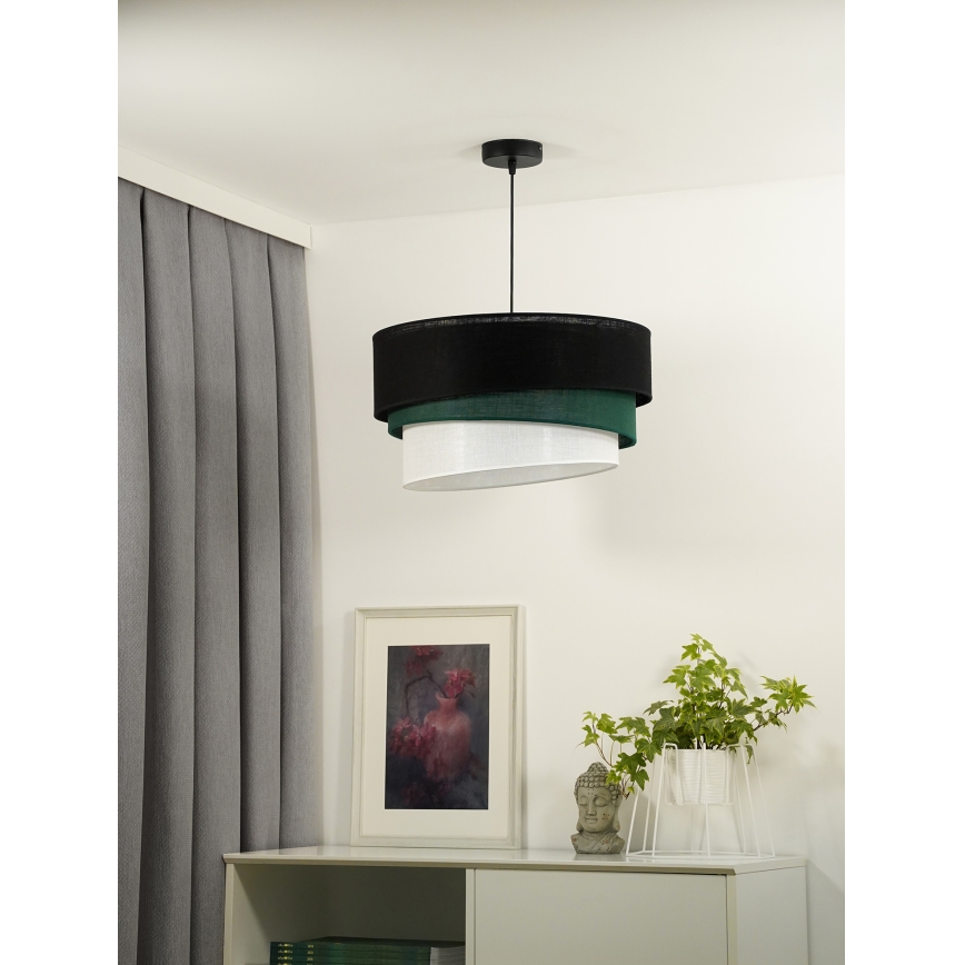 Duolla - Kattokruunu johdossa TRIO 1xE27/15W/230V halkaisija 45 cm musta/vihreä/valkoinen