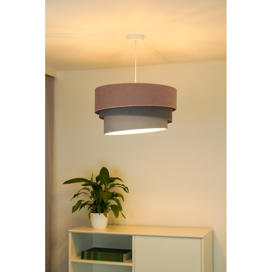 Duolla - Kattokruunu johdossa TRIO 1xE27/15W/230V halkaisija 45 cm vaaleanpunainen/harmaa/valkoinen
