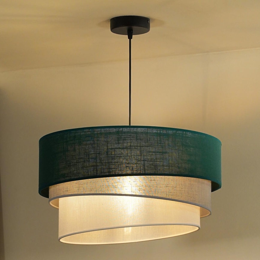 Duolla - Kattokruunu johdossa TRIO 1xE27/15W/230V halkaisija 45 cm vihreä/harmaa/valkoinen