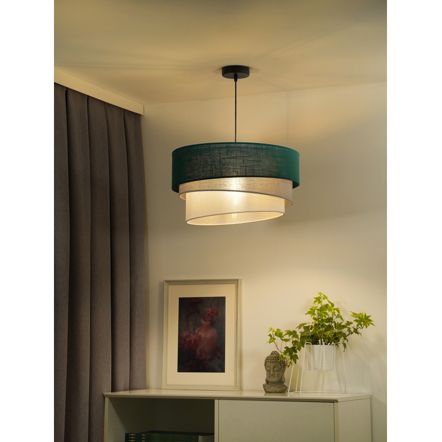 Duolla - Kattokruunu johdossa TRIO 1xE27/15W/230V halkaisija 45 cm vihreä/harmaa/valkoinen