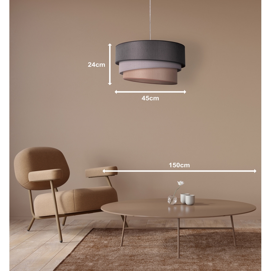 Duolla - Kattokruunu johdossa TRIO 1xE27/40W/230V halkaisija 45 cm antrasiitti/harmaa/ruskea