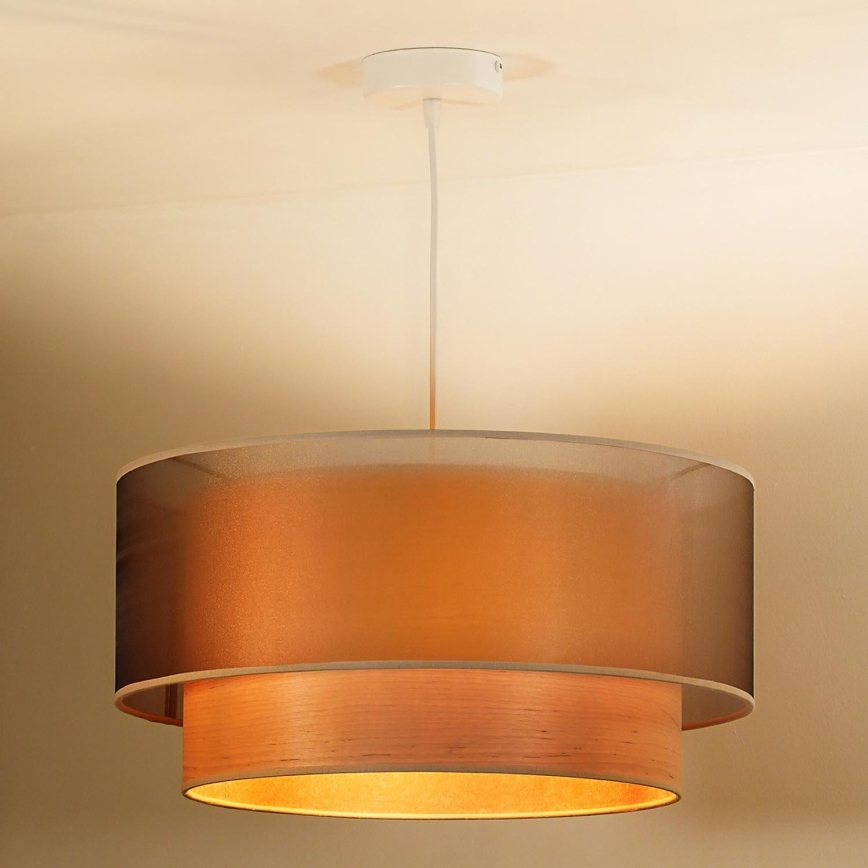 Duolla - Kattokruunu johdossa WOOD BOHO 1xE27/15W/230V halkaisija 45 cm kupari/beige