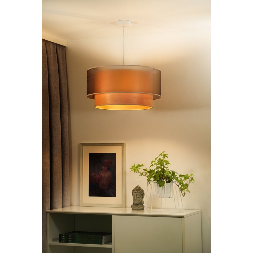 Duolla - Kattokruunu johdossa WOOD BOHO 1xE27/15W/230V halkaisija 45 cm kupari/beige