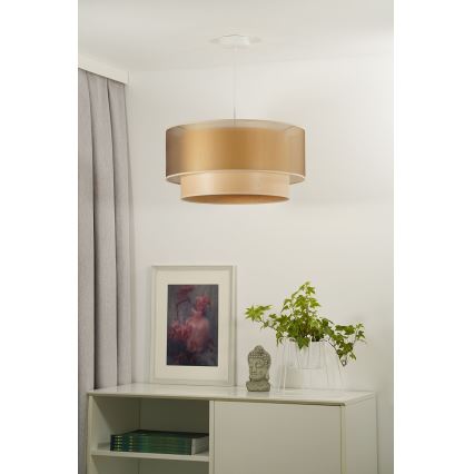 Duolla - Kattokruunu johdossa WOOD BOHO 1xE27/15W/230V halkaisija 45 cm kupari/beige