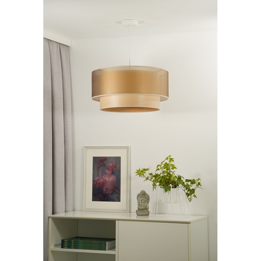Duolla - Kattokruunu johdossa WOOD BOHO 1xE27/15W/230V halkaisija 45 cm kupari/beige