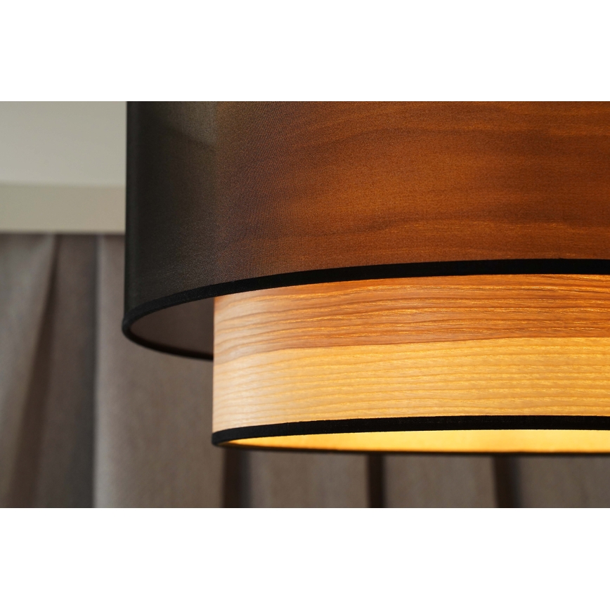 Duolla - Kattokruunu johdossa WOOD BOHO 1xE27/15W/230V halkaisija 45 cm musta/beige