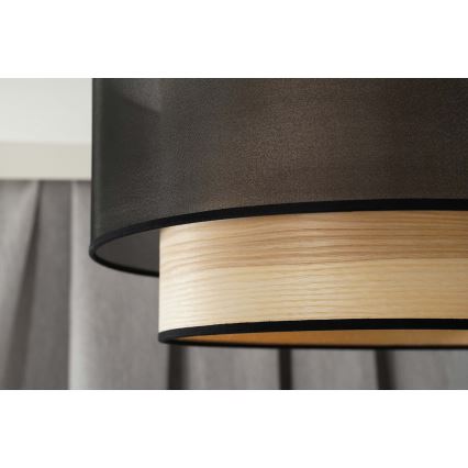 Duolla - Kattokruunu johdossa WOOD BOHO 1xE27/15W/230V halkaisija 45 cm musta/beige