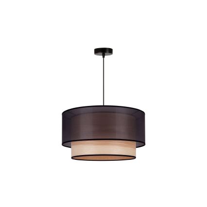 Duolla - Kattokruunu johdossa WOOD BOHO 1xE27/15W/230V halkaisija 45 cm musta/beige