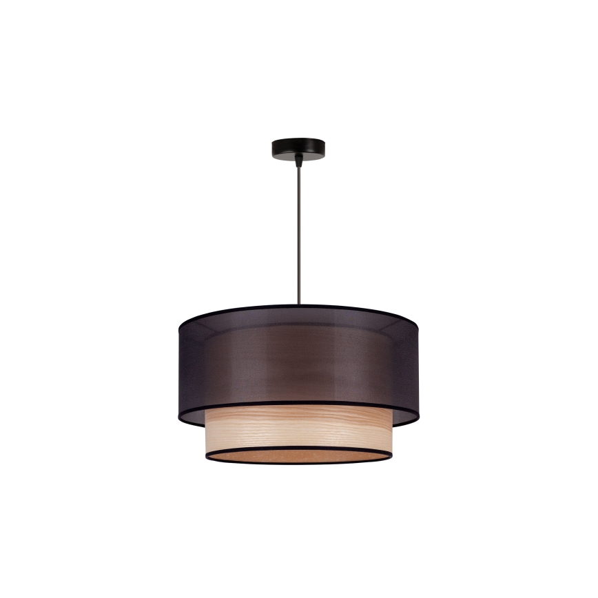 Duolla - Kattokruunu johdossa WOOD BOHO 1xE27/15W/230V halkaisija 45 cm musta/beige