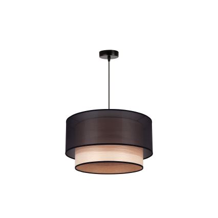 Duolla - Kattokruunu johdossa WOOD BOHO 1xE27/15W/230V halkaisija 45 cm musta/beige