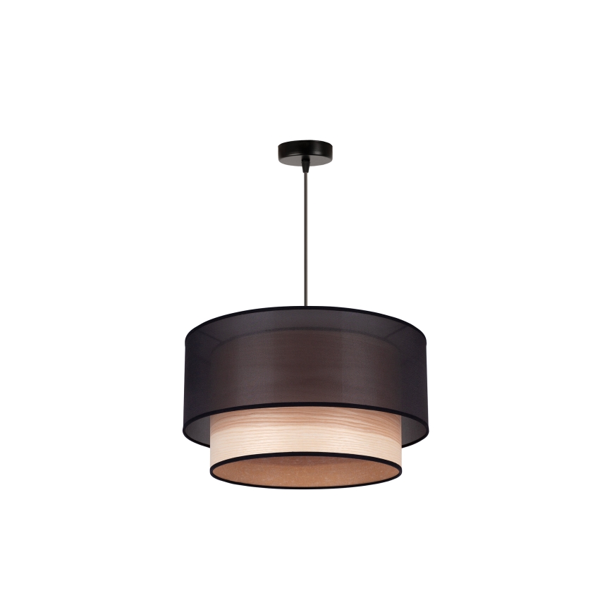 Duolla - Kattokruunu johdossa WOOD BOHO 1xE27/15W/230V halkaisija 45 cm musta/beige