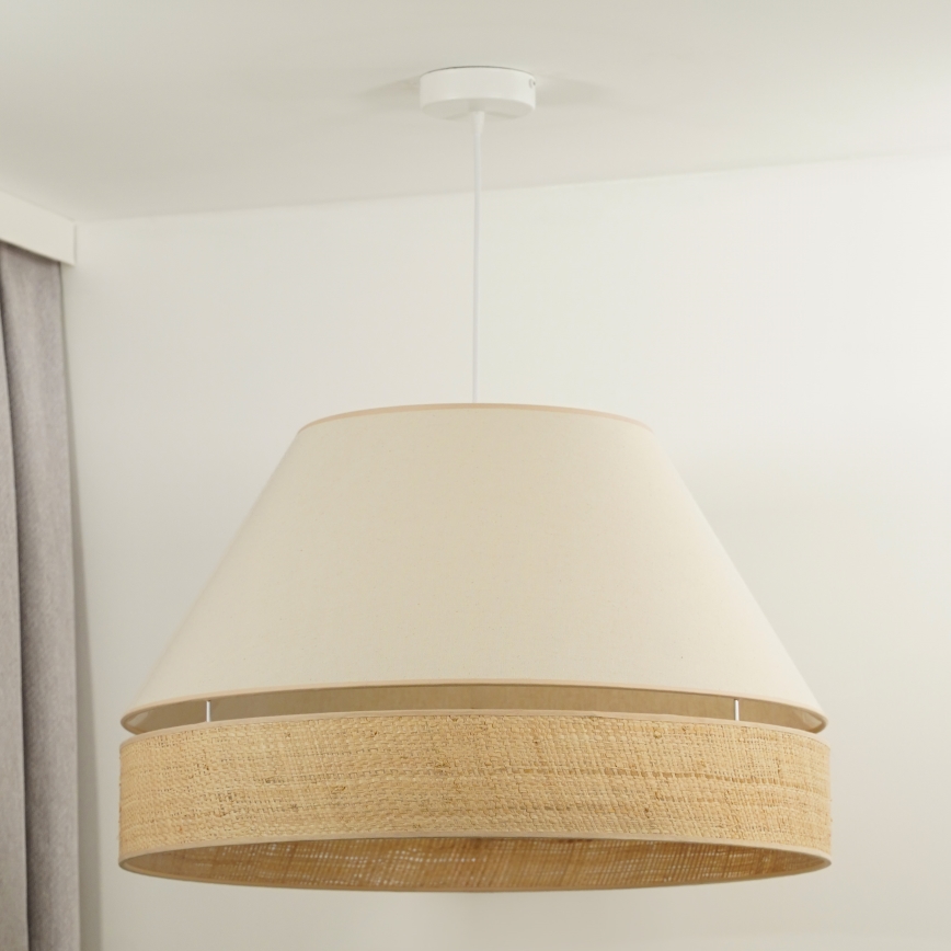 Duolla - Kattokruunu johdossa YUTE AVIGNON 1xE27/15W/230V halkaisija 60 cm kerma/beige