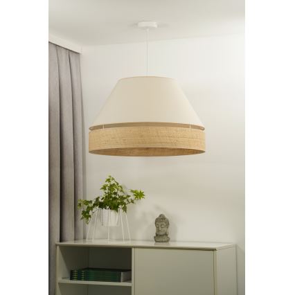 Duolla - Kattokruunu johdossa YUTE AVIGNON 1xE27/15W/230V halkaisija 60 cm kerma/beige