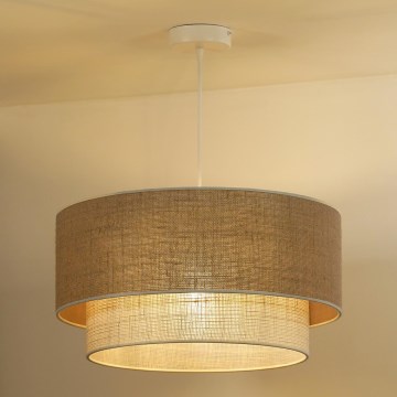 Duolla - Kattokruunu johdossa YUTE BOHO 1xE27/15W/230V halkaisija 45 cm ruskea/kerma