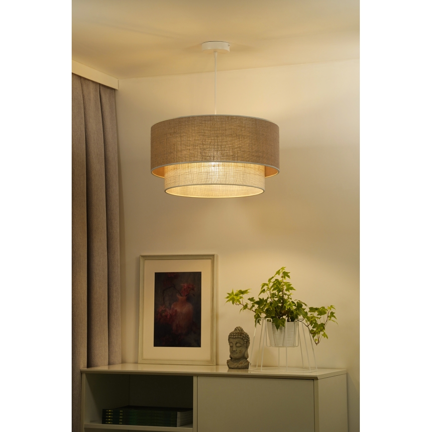 Duolla - Kattokruunu johdossa YUTE BOHO 1xE27/15W/230V halkaisija 45 cm ruskea/kerma