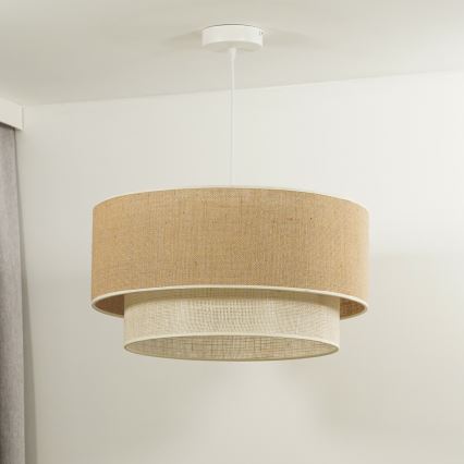 Duolla - Kattokruunu johdossa YUTE BOHO 1xE27/15W/230V halkaisija 45 cm ruskea/kerma