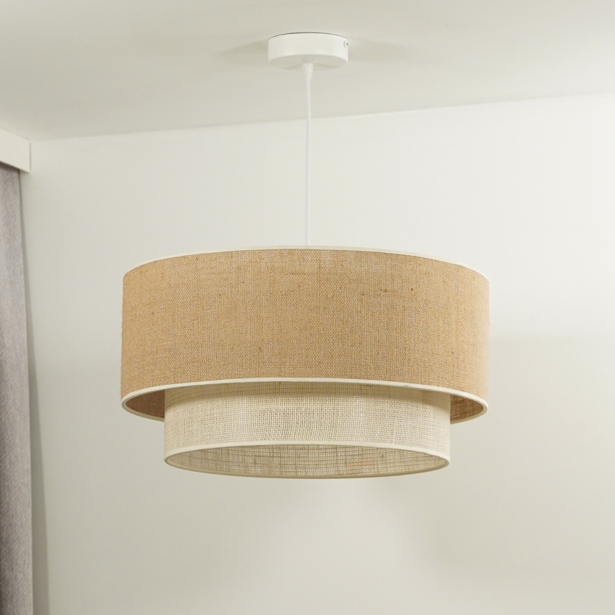 Duolla - Kattokruunu johdossa YUTE BOHO 1xE27/15W/230V halkaisija 45 cm ruskea/kerma