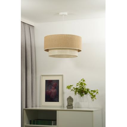Duolla - Kattokruunu johdossa YUTE BOHO 1xE27/15W/230V halkaisija 45 cm ruskea/kerma