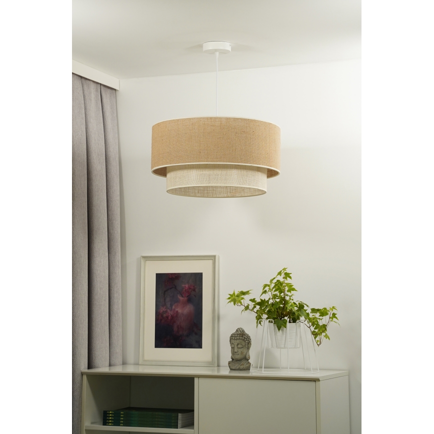 Duolla - Kattokruunu johdossa YUTE BOHO 1xE27/15W/230V halkaisija 45 cm ruskea/kerma