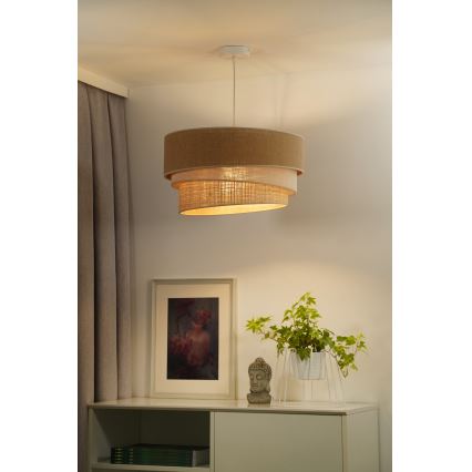 Duolla - Kattokruunu johdossa YUTE TRIO 1xE27/15W/230V halkaisija 45 cm ruskea/harmaa/beige