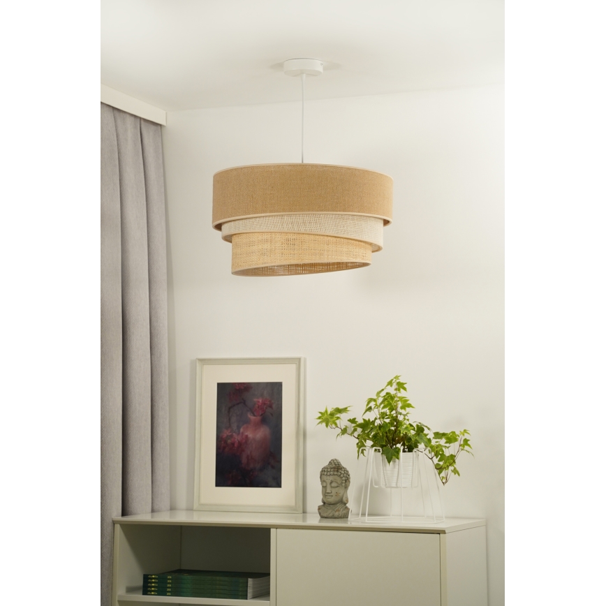 Duolla - Kattokruunu johdossa YUTE TRIO 1xE27/15W/230V halkaisija 45 cm ruskea/harmaa/beige