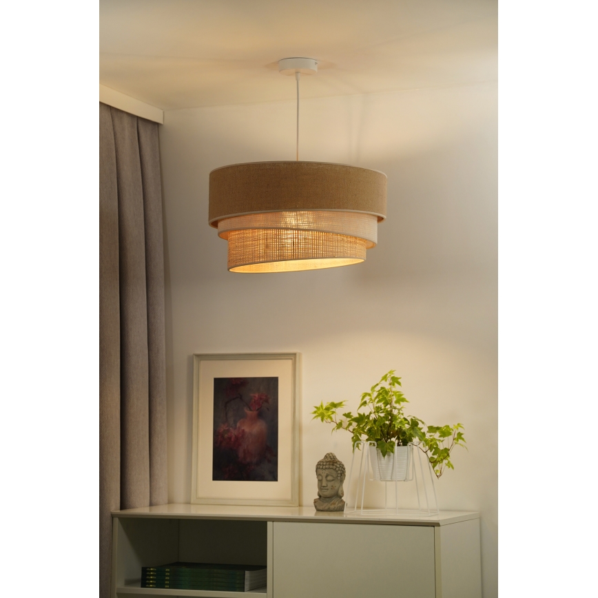 Duolla - Kattokruunu johdossa YUTE TRIO 3xE27/15W/230V halkaisija 60 cm ruskea/harmaa/beige