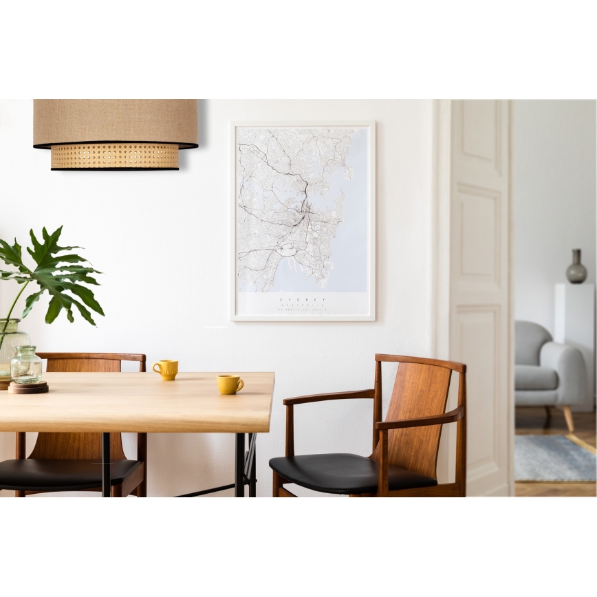 Duolla - Kattovalo BOHO 1xE27/15W/230V halkaisija 45 cm beige/rottinki