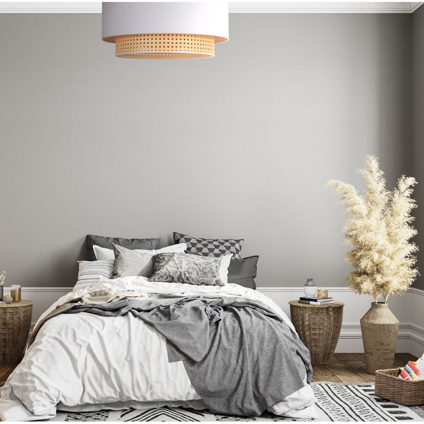 Duolla - Kattovalo BOHO 3xE27/15W/230V d. 60 cm kerma/rottinki