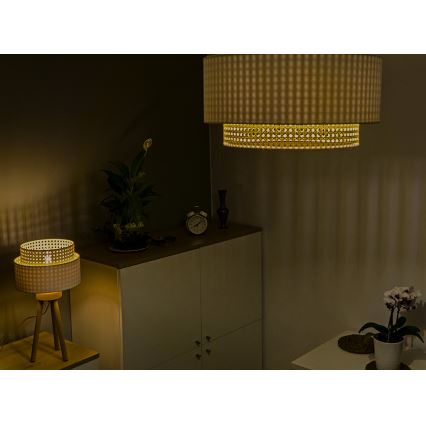 Duolla - Kattovalo BOHO 3xE27/15W/230V d. 60 cm kerma/rottinki