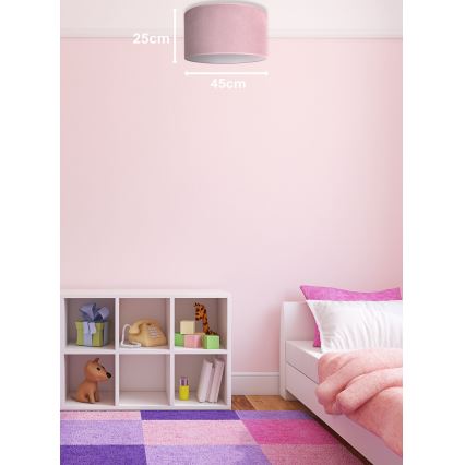 Duolla - Kattovalo BRISTOL 1xE27/15W/230V halk. 45 cm vaaleanpunainen/valkoinen