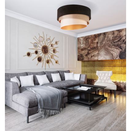 Duolla - Kattovalo DEVON 1xE27/40W/230V halkaisija 45 cm musta/beige