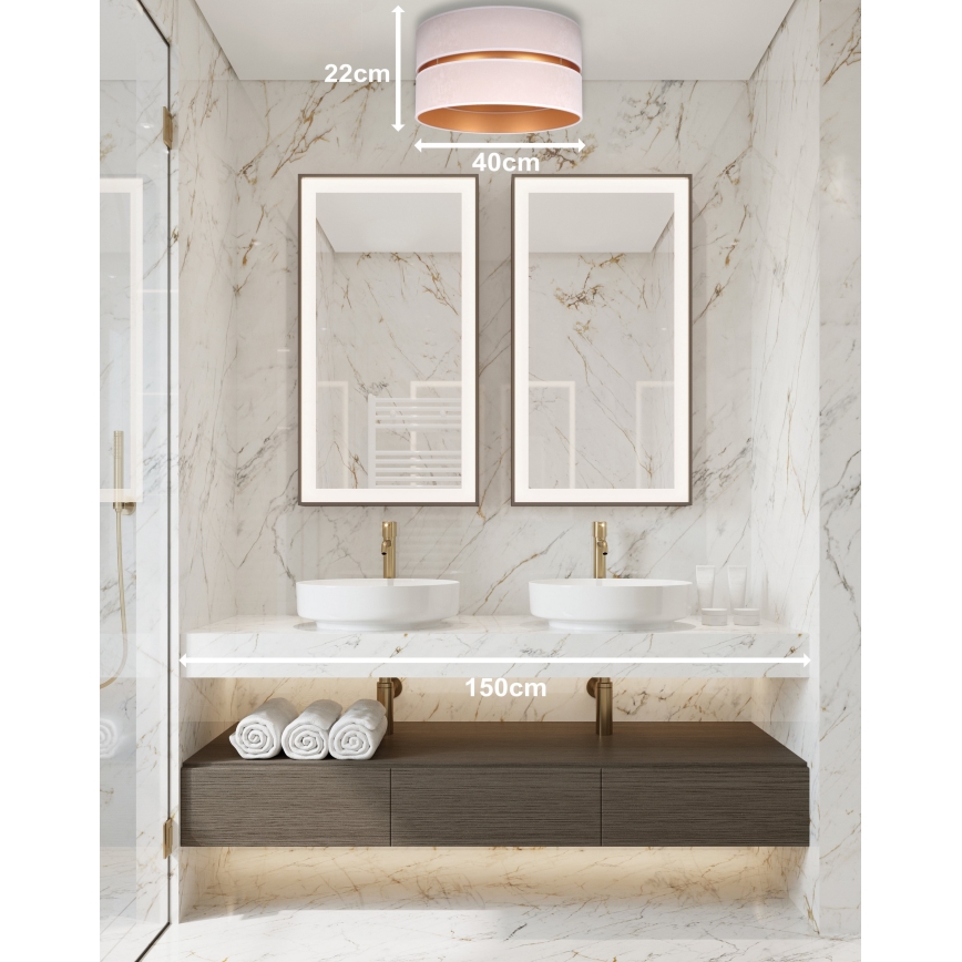 Duolla - Kattovalo DUO 1xE27/15W/230V halkaisija 40 cm beige/kulta