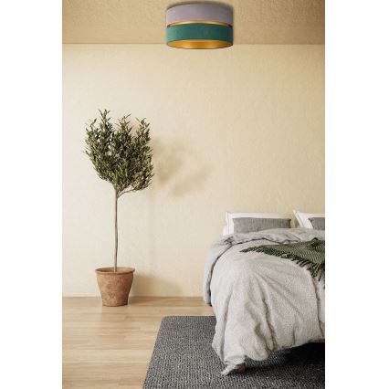 Duolla - Kattovalo DUO 1xE27/15W/230V halkaisija 40 cm harmaa/vihreä/kulta