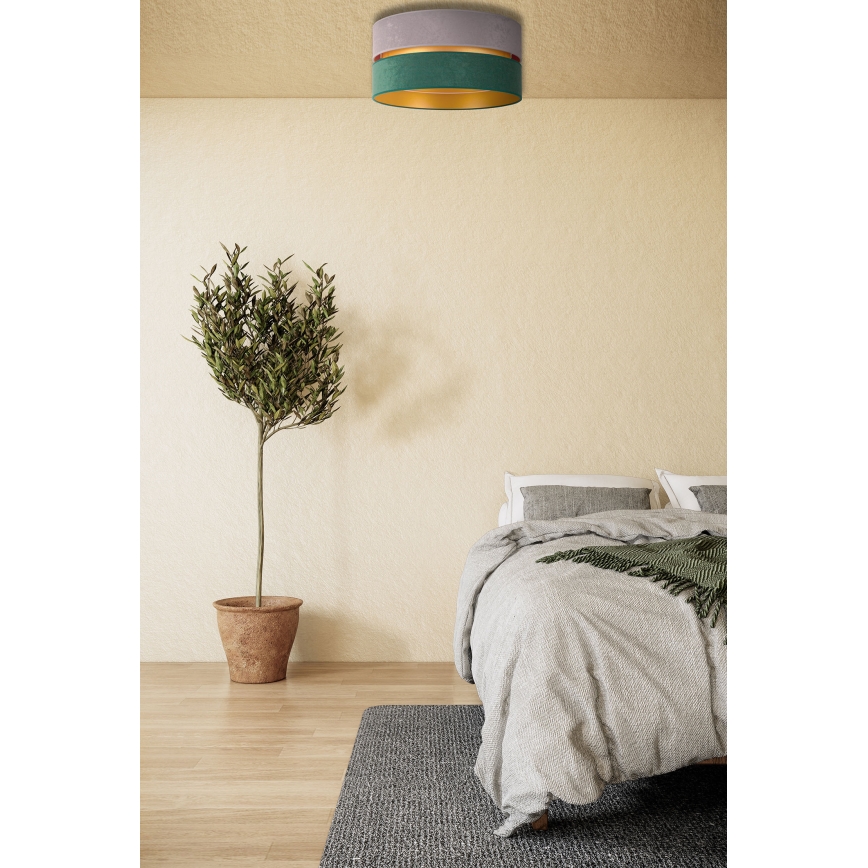 Duolla - Kattovalo DUO 1xE27/15W/230V halkaisija 40 cm harmaa/vihreä/kulta