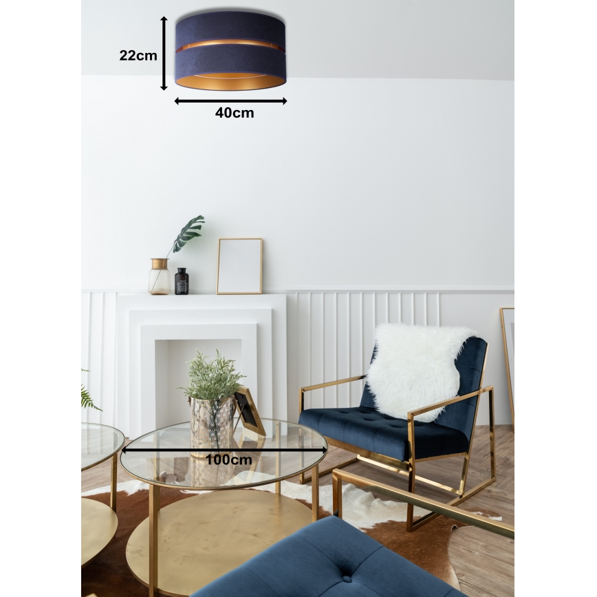 Duolla - Kattovalo DUO 1xE27/15W/230V halkaisija 40 cm sininen/kulta
