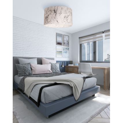 Duolla - Kattovalo MARBLE 1xE27/40W/230V halkaisija 45 cm valkoinen/harmaa