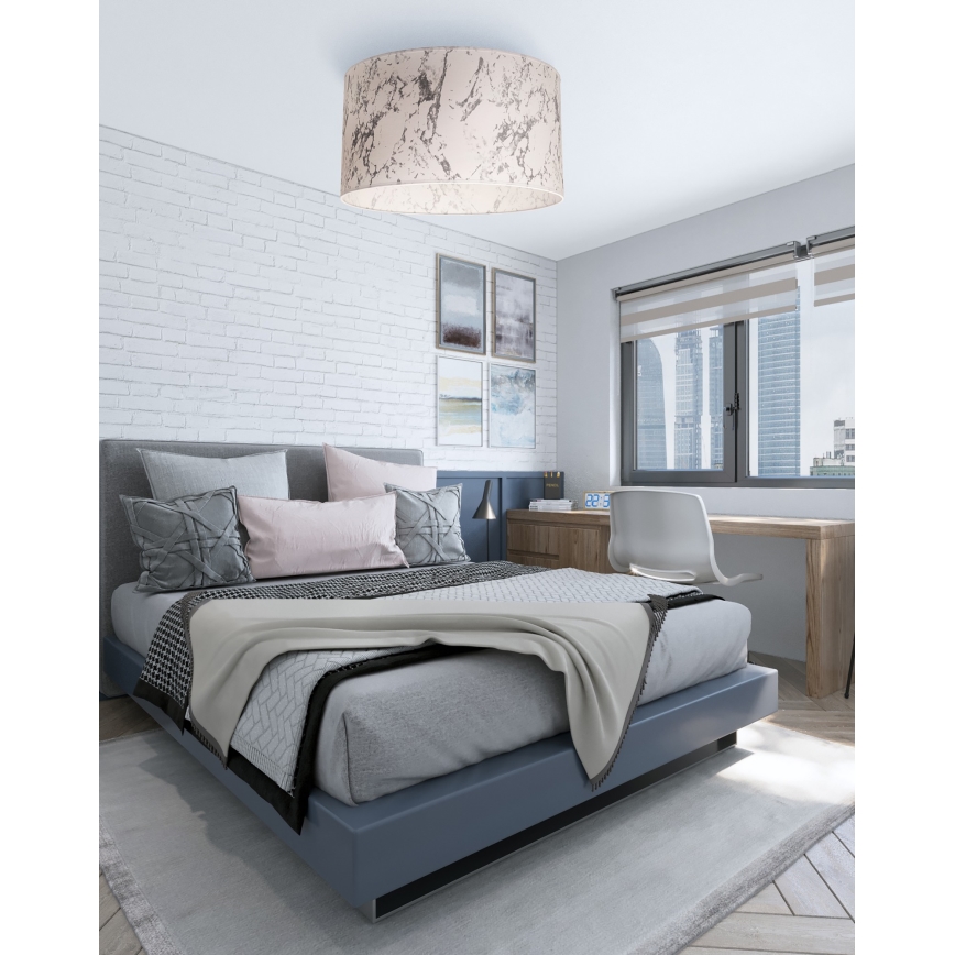 Duolla - Kattovalo MARBLE 1xE27/40W/230V halkaisija 45 cm valkoinen/harmaa